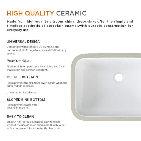 Glacier Bay 22 in. Ceramic Rectangular Undermount Bathroom