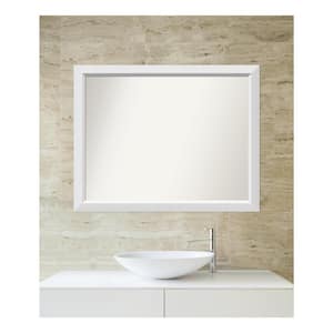 Blanco White 38.25 in. x 30.25 in. Custom Non-Beveled Wood Framed Bathroom Vanity Wall Mirror