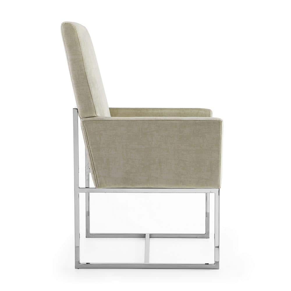 Champagne Velvet High-Back Metal Armchair