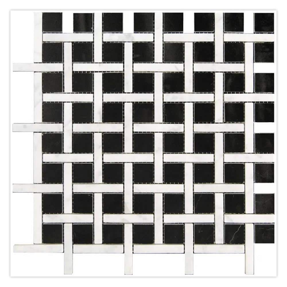 Noir Luxe 12 in. x 12 in. Polished Eastern Black and White Marble Mosaic Wall and Floor Tile (5 sq. ft./case) 5-Pack price history on PriceWatchPro