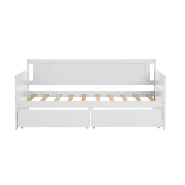 Jushua White Twin size Daybed with Storage Drawers for Bedroom, Living Room