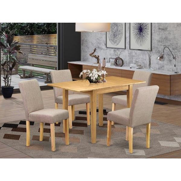 East West Furniture 5-Piece Natural Oak Finish Solid Wood Top - Dining Room Set (Seats-4)