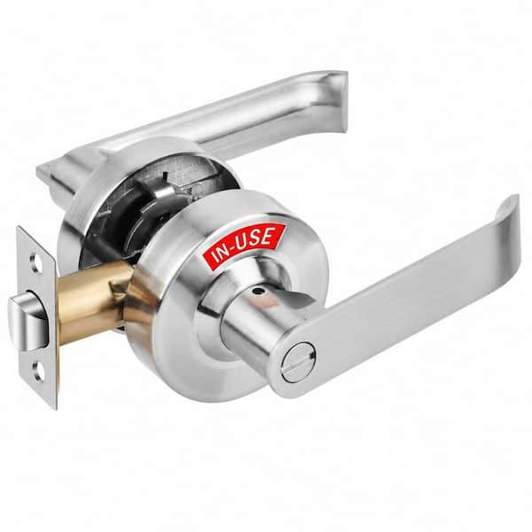 1-Piece Bathroom Indicator Privacy Door Lock, Vacant Occupied Lock with Mounting Hardware Included in Satin Chrome