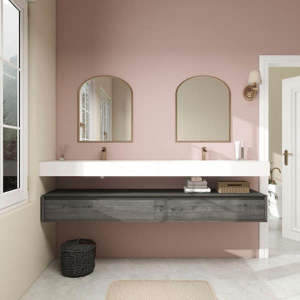BV Better Vanity Alysa 84 in. W. x 20 in. D x 23 in. H Double Sink Floating Bath Vanity in Smoke Oak with White Acrylic Top