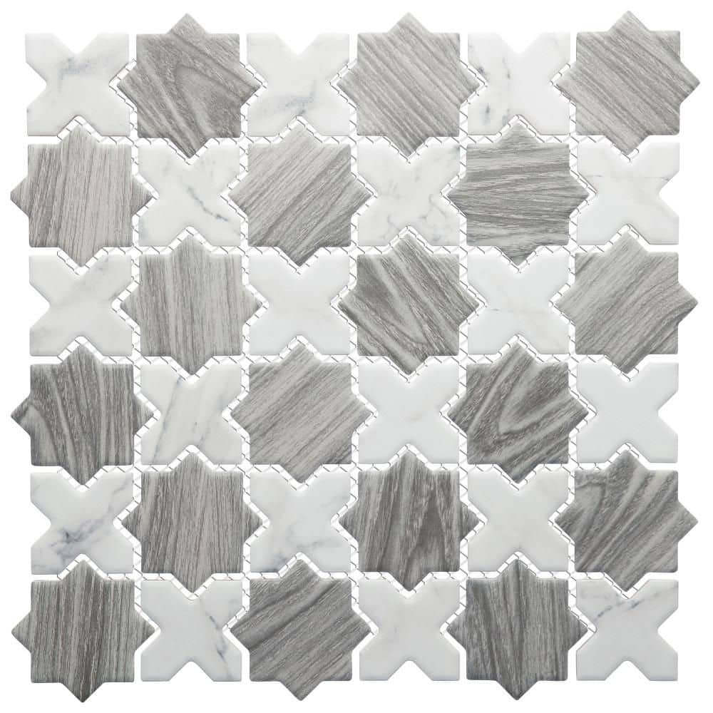 Merola Tile Llama 2 in. Star Silver Smoke with Cal Cross 6 in. x 6 in ...