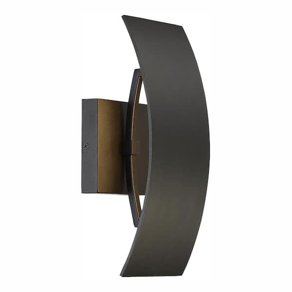 Gardi 11.75 in. 1-Light Sand Black Integrated LED Outdoor Wall Light Lantern Sconce with Etched Glass