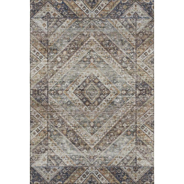 Mayfield Premium Machine Washable Abstract AMF2195 Brown 10 ft. x 14 ft. Area Rug