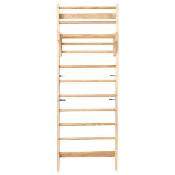 Swedish Ladder Wall Gym, 10-Level Wooden Indoor Playground Climbing Toys, 220 lbs. Load Capacity, Natural Wood Color