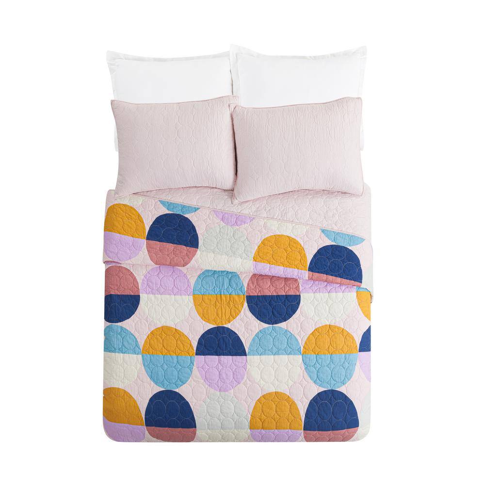 Full Pink Organic Cotton Reversible Quilt Set