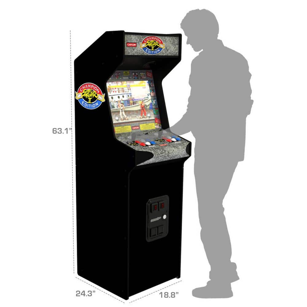 Street Fighter II Deluxe 5ft Black Arcade Cabinet with 17" Screen