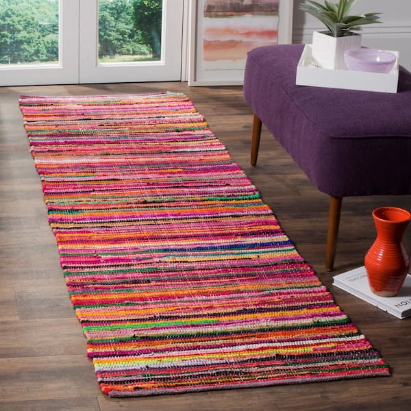 Rag Rug Red/Multi 2 ft. x 6 ft. Distress Striped Runner Rug