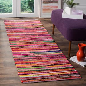 Rag Rug Red/Multi 2 ft. x 7 ft. Distress Striped Runner Rug