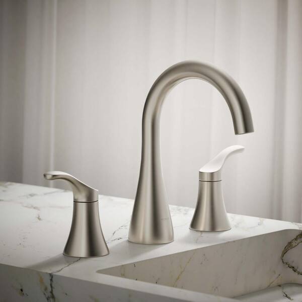 KOHLER Simplice Double-Handle 1.2 GPM 8 in. Widespread Bathroom Sink Faucet in Vibrant Brushed Nickel