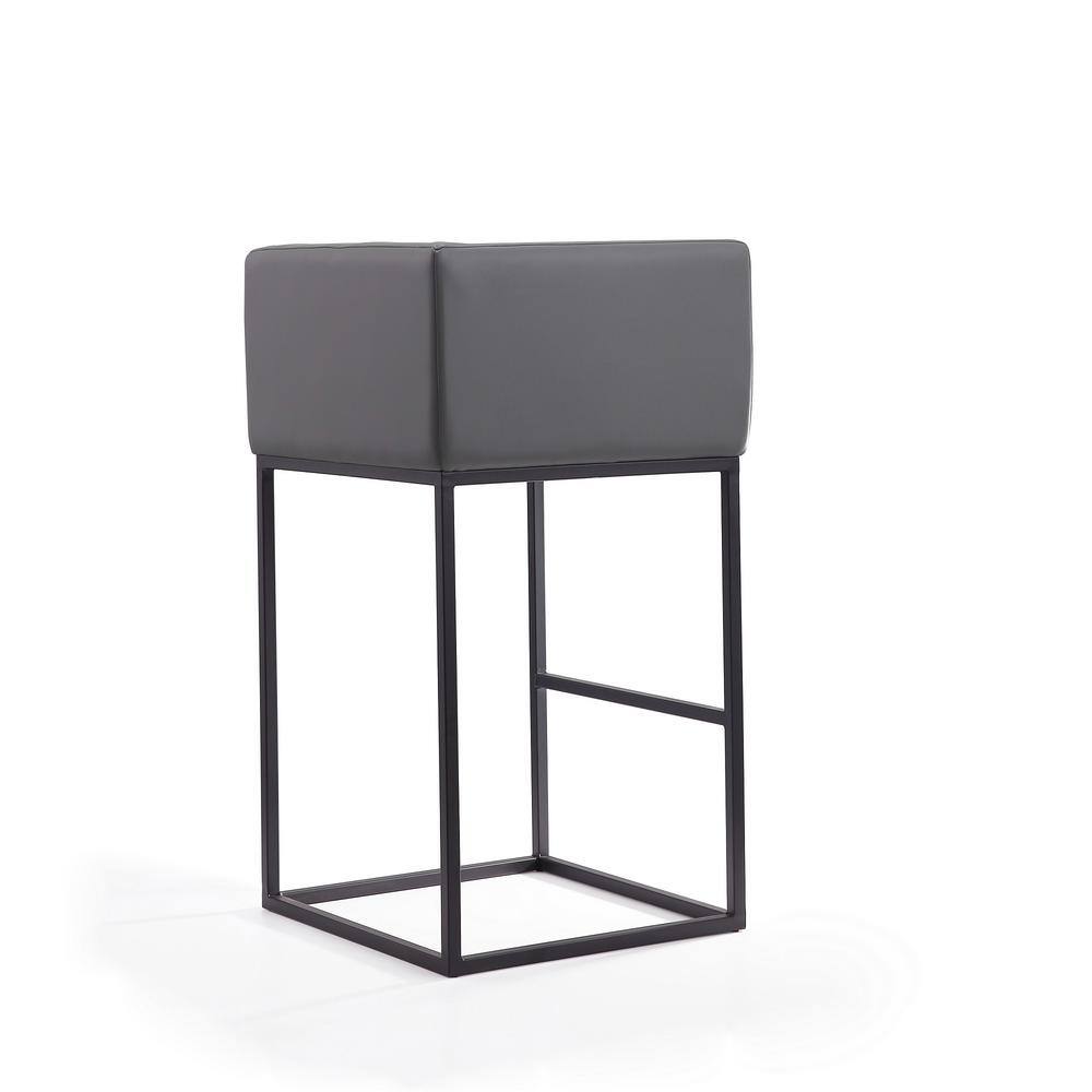 Embassy 38" Gray Faux Leather and Black Metal Barstool