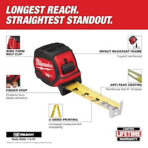 16 ft. x 1-5/16 in. Wide Blade Tape Measure with 16 ft. Reach
