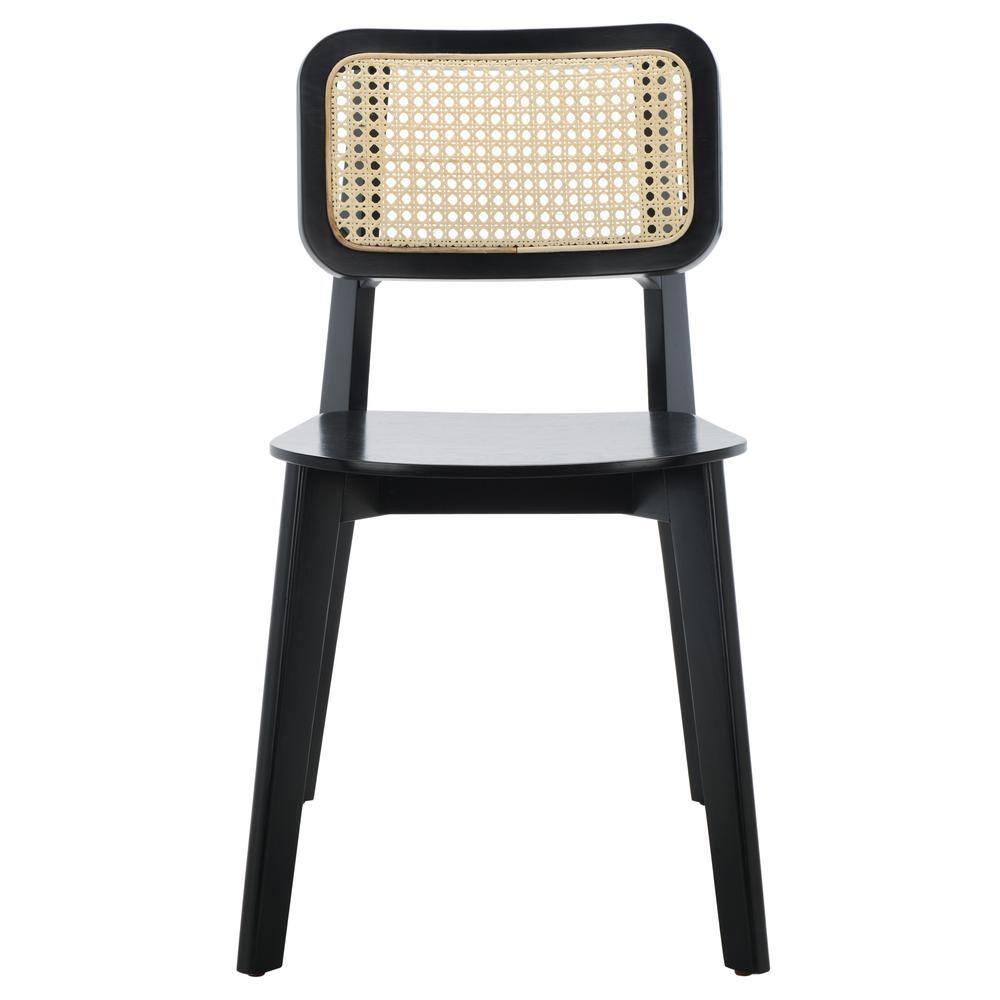 Black and Natural Cane Woven Dining Chair Set
