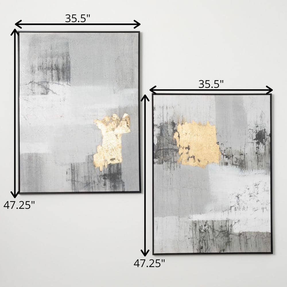 Gray and Gold Abstract Canvas Wall Art Set of 2