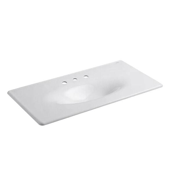 KOHLER Iron/Impressions 3-Hole 43 in. Vanity Top in White K-3052-8-0 ...