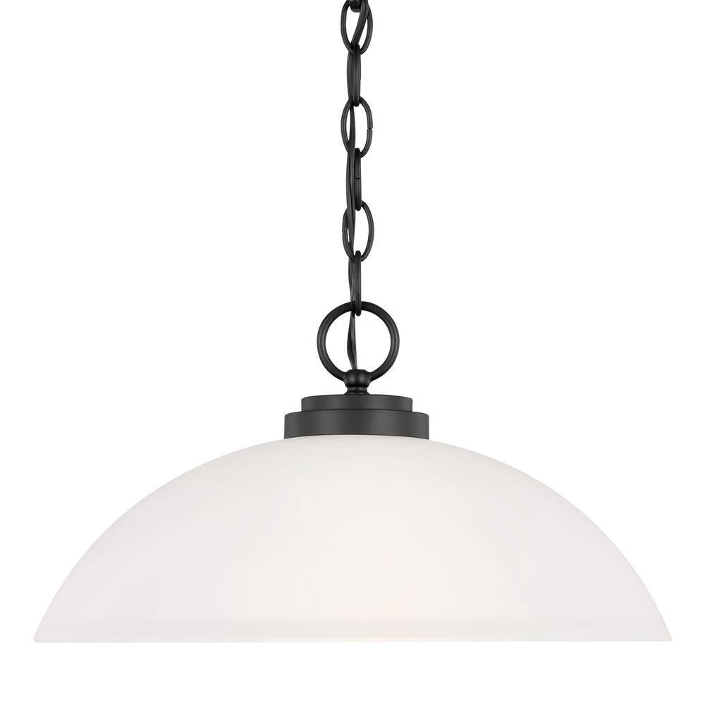 Oslo Midnight Black Sleek Indoor Pendant with Etched Glass