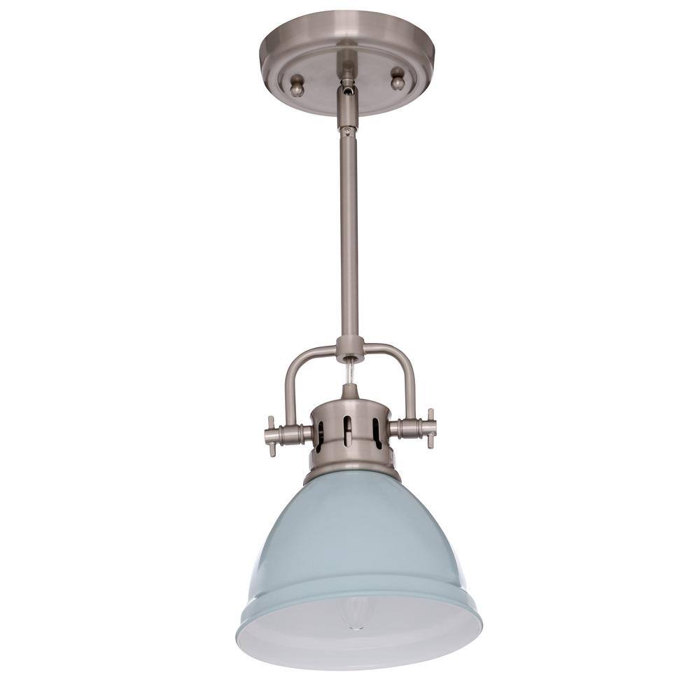 Sea Foam Pewter Mini Pendant Light with Bowl Shade