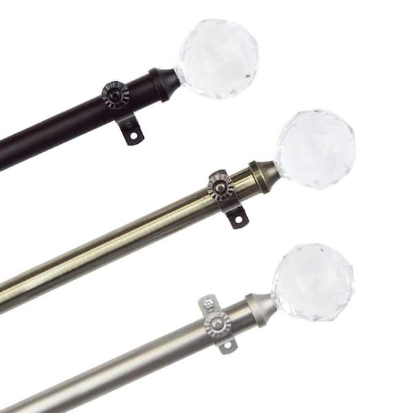 Rod Desyne 28 in. - 48 in. Telescoping Single Curtain Rod Kit in Black with Faceted Finial