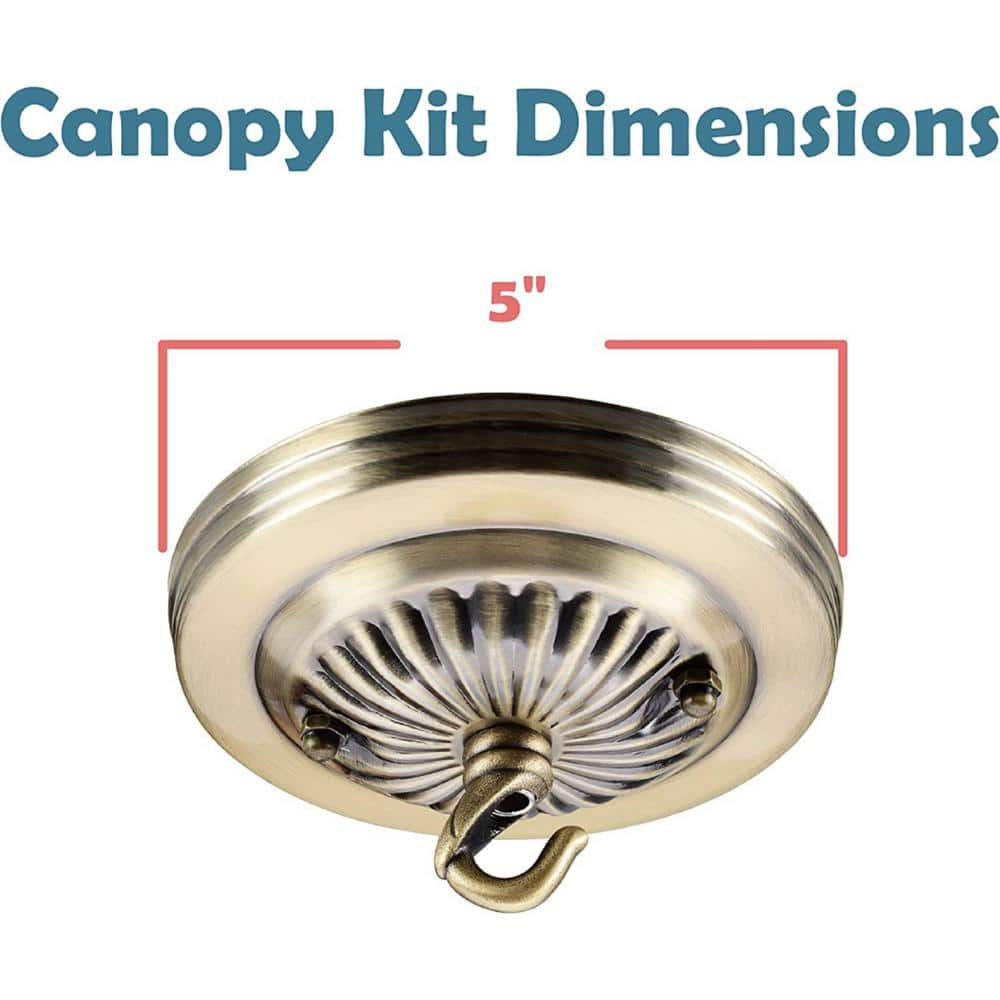 Antique Brass 5" Ceiling Fixture Canopy Kit with Hook