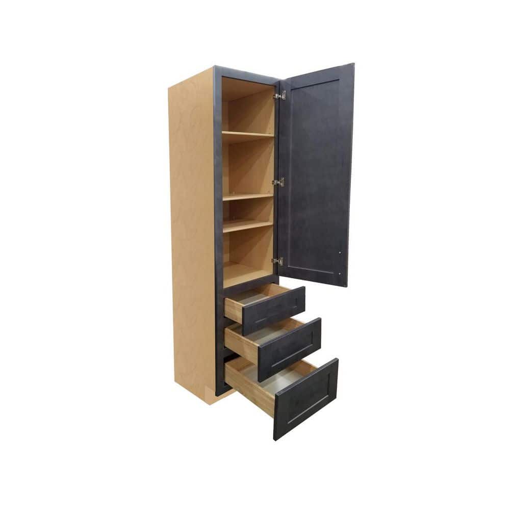 Jamestown Recessed 15 in. W x 84 in. H x 21 in. D in Espresso Plywood Assembled Linen Bath Cabinet with (3) Drawers