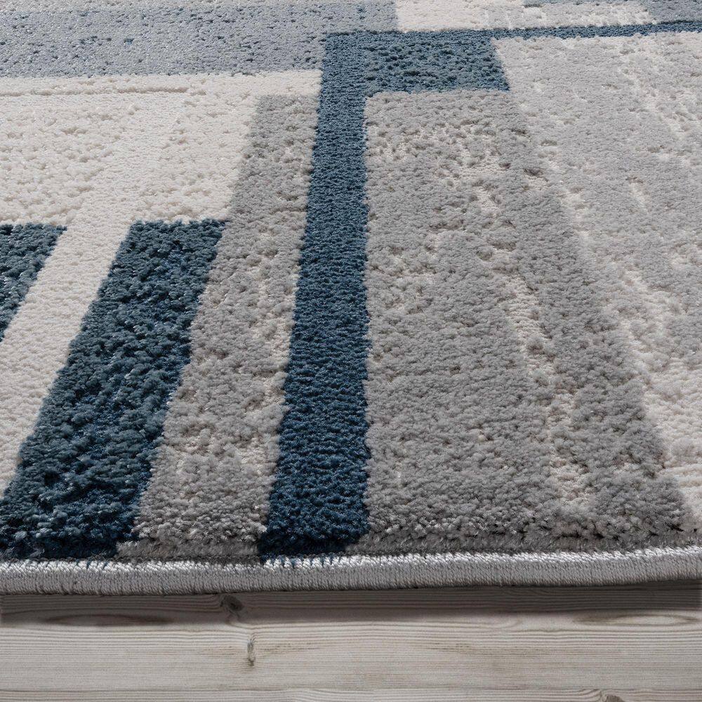 Ethan Blue and Gray Abstract Geometric 5' x 7' Area Rug