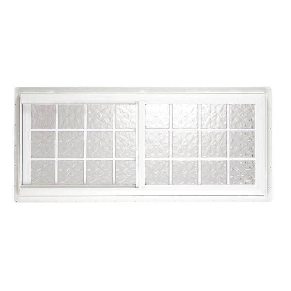 Hy-Lite 39.50 in. x 39.625 in. Wave Pattern 6 in. Acrylic Block White Vinyl Fin Slider Window, Silicone and Screen-DISCONTINUED