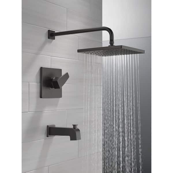 Modern 1-Handle Wall Mount Tub and Shower Trim Kit in Matte Black (Valve Not Included)
