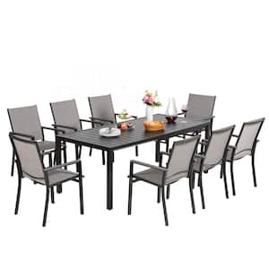 9-Piece Patio Dining Set, 8 Textilene Metal Outdoor Chairs and 78.8 in. Metal Expandable Table