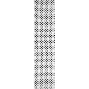 Rabat High-Low Pile Mini-Diamond Trellis White/Black 2 ft. x 10 ft. Indoor/Outdoor Runner Rug