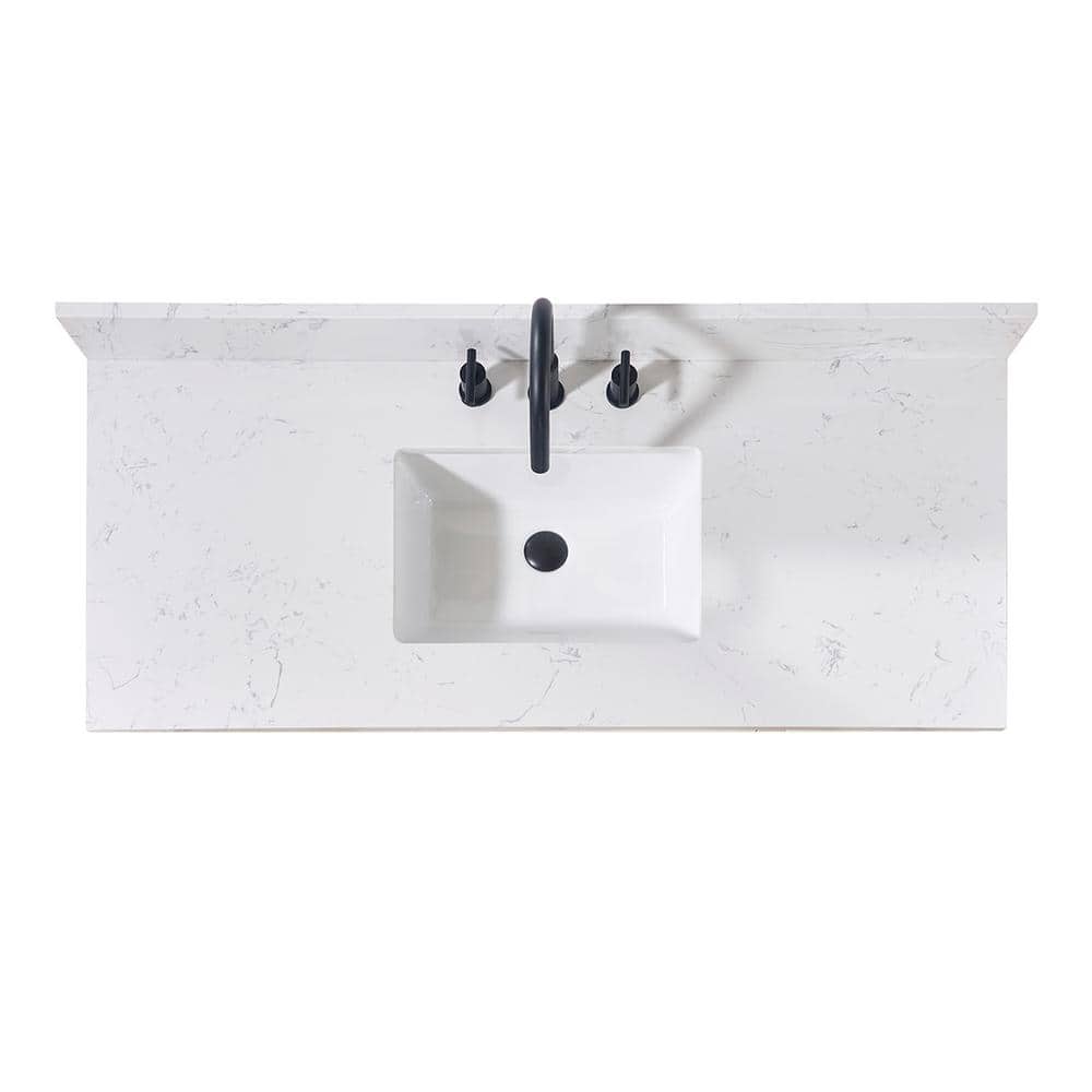Aosta White 49" Composite Stone Vanity Top with Ceramic Sink
