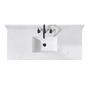 Trento 49 in. W x 22 in. D Engineered Stone Composite Vanity Top in Aosta White with White Rectangular Single Sink