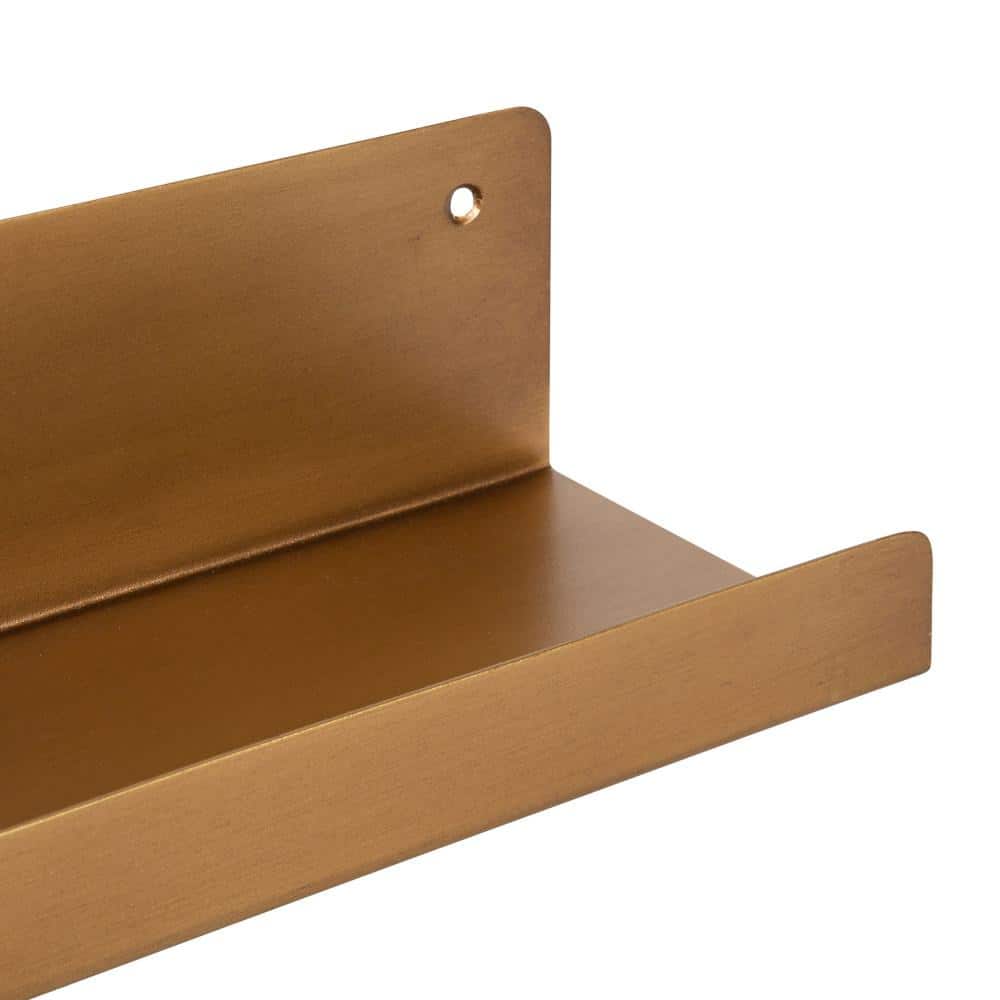 Mezzo 24" Gold Modern Metal Floating Ledge Shelf Set