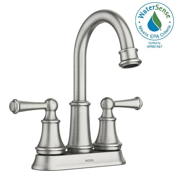 MOEN Brecklyn 4 in. Centerset 2-Handle Bathroom Faucet in Spot 