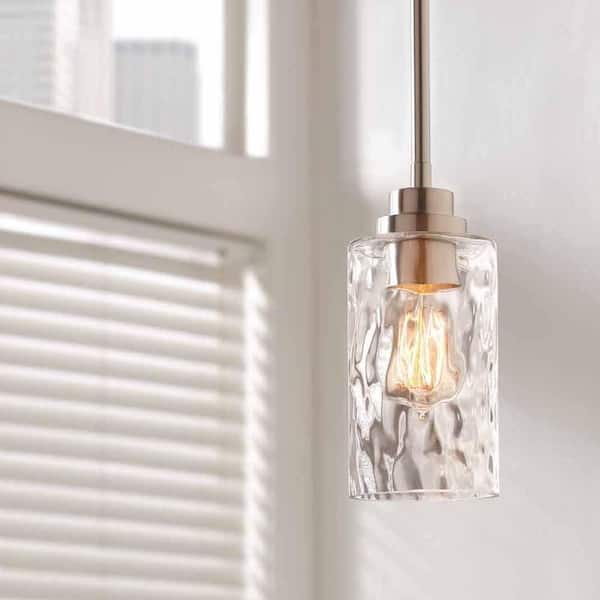 Home Decorators Collection 60-Watt 1-Light Brushed Nickel Mini-Pendant with Clear Glass Shade