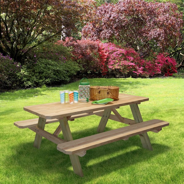 72 in. x 28.5 in. x 28.5 in. Premium Picnic Table Kit withTreated Legs