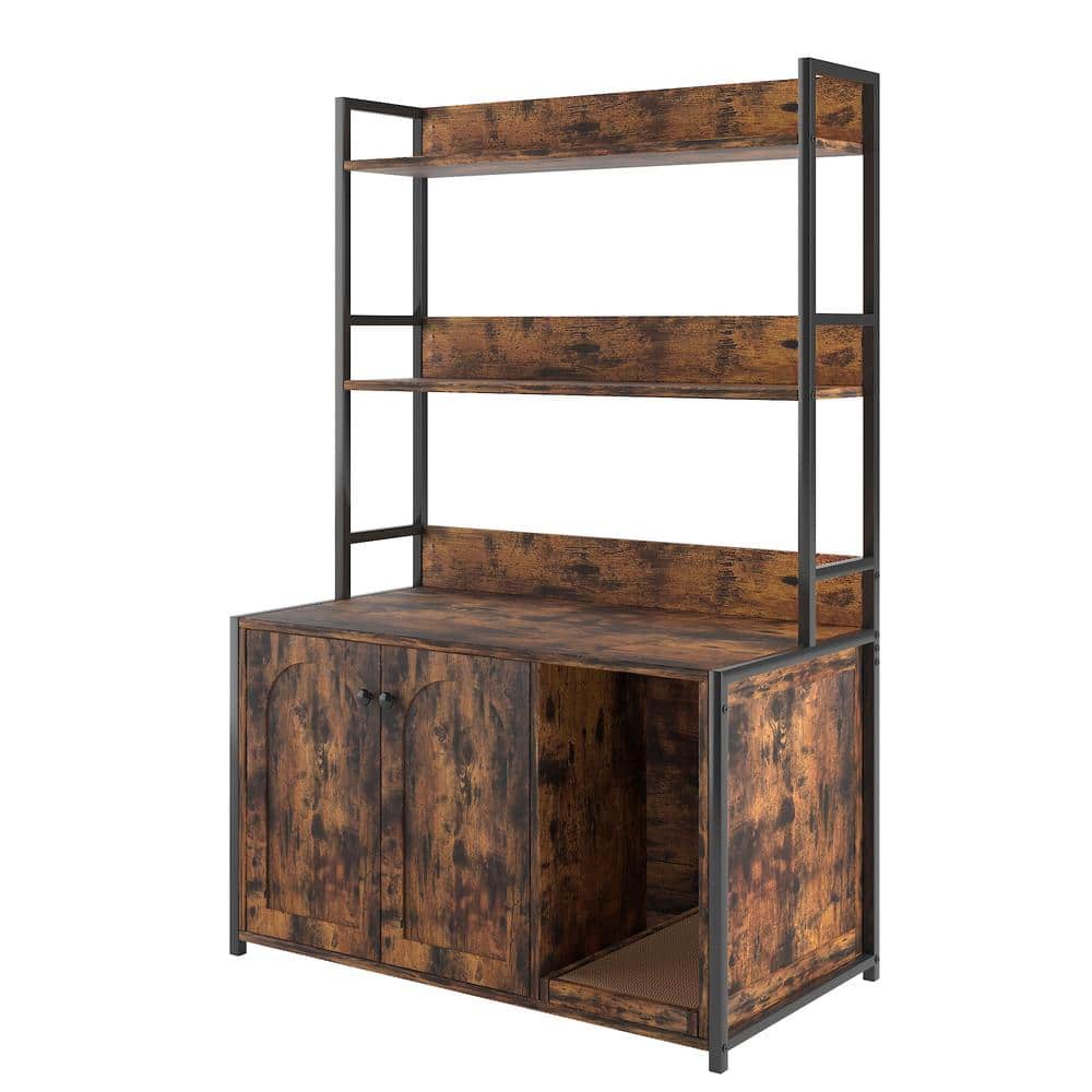 maocao hoom Large Cat Litter Box Enclosure With Shelf Storage