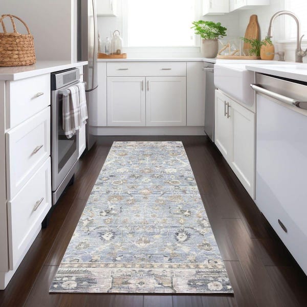 Chantille Machine Washable Indoor/Outdoor Abstract ACN1772 Sky 2 ft. 3 in. x 7 ft. 6 in. Runner Rug