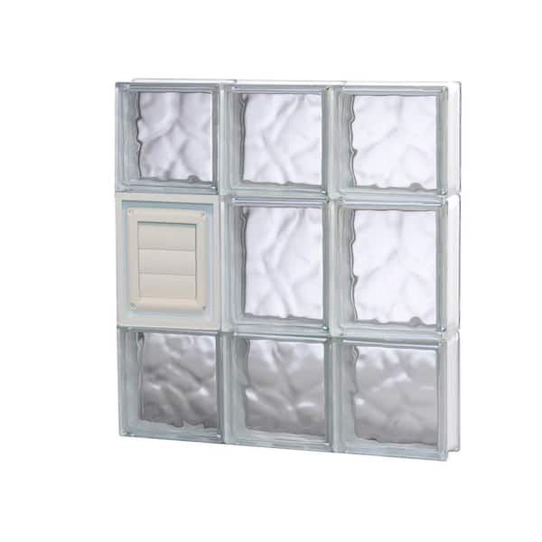 Clearly Secure 17.25 in. x 19.25 in. x 3.125 in. Frameless Wave Pattern Glass Block Window with Dryer Vent