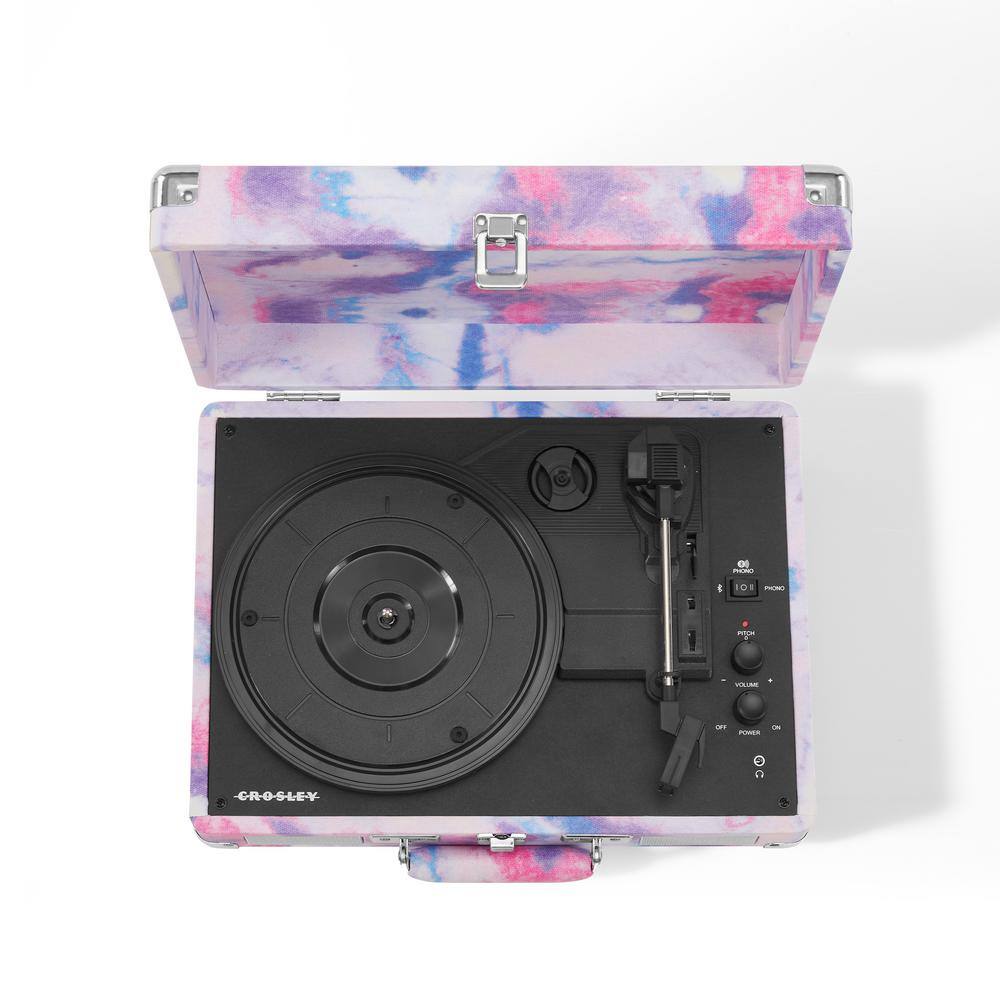 Tie-Dye Portable Bluetooth Vinyl Record Player with Built-In Speakers