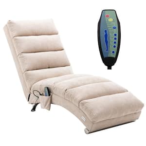 Beige Polyester Fabric Chaise Lounge with Ergonomically 140° Backrest Design