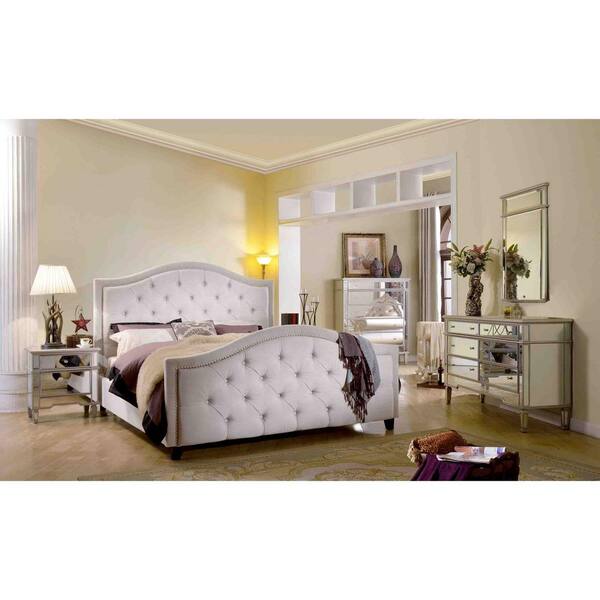 The Olivet Silver 6 Pc. Dresser, Mirror, Full Panel Bed, 2 Nightstands is  available at Complete Suite Furniture, serving the Pacific Northwest.