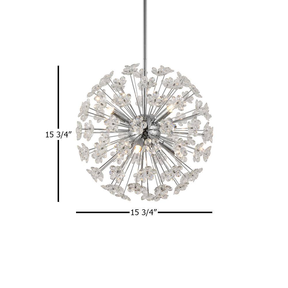 Sputnik Flower Chrome Pendant Light with Crystal Accents