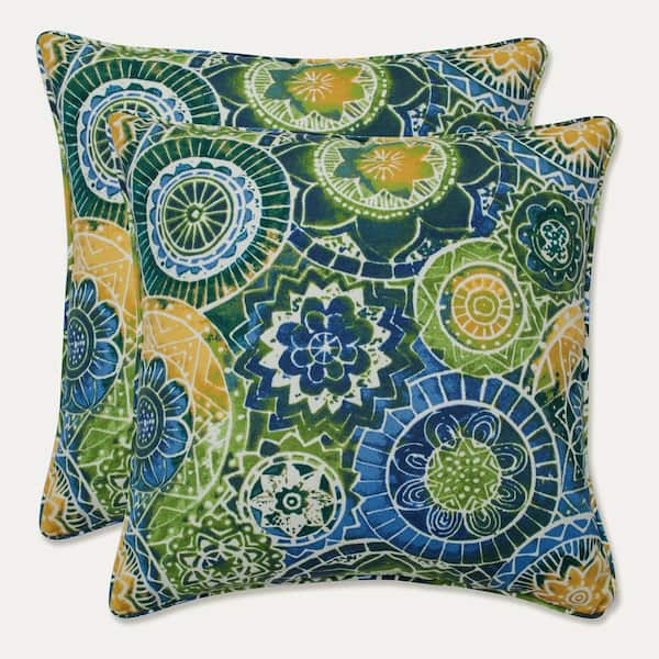 Pillow Perfect Blue Square Outdoor Square Throw Pillow 2-Pack