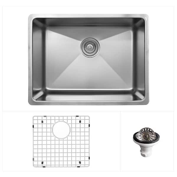 Karran 18-Gauge Stainless Steel 23 in. Single Bowl Undermount Kitchen Sink with Accessories