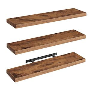31.5 in. W x 7.9 in. D Floating Shelves for Wall, Set of 3 with Invisible Brackets, Decorative Wall Shelf, Rustic Brown