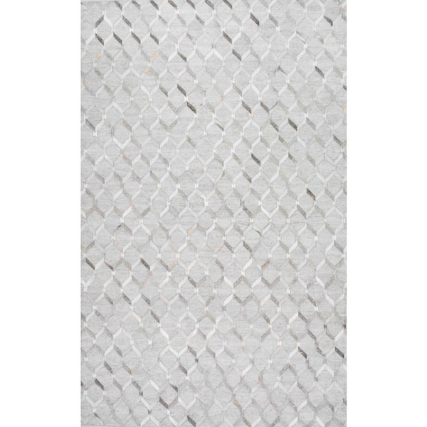 nuLOOM Grenier Contemporary Cowhide Trellis Gray 5 ft. x 8 ft. Area Rug