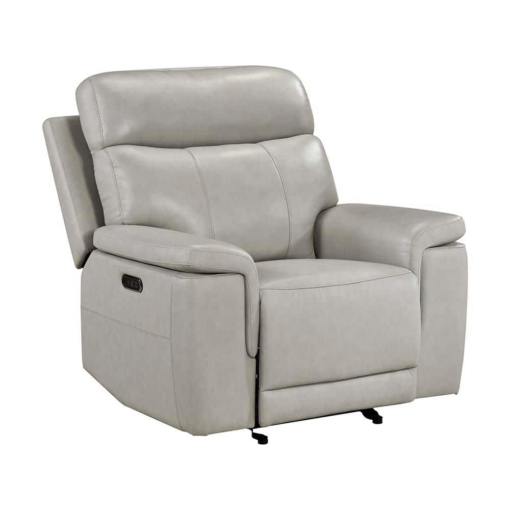 Davoren Light Gray Top Grain Leather Power Glider Recliner with Adjustable Power Headrest and Integrated USB Ports price history on PriceWatchPro